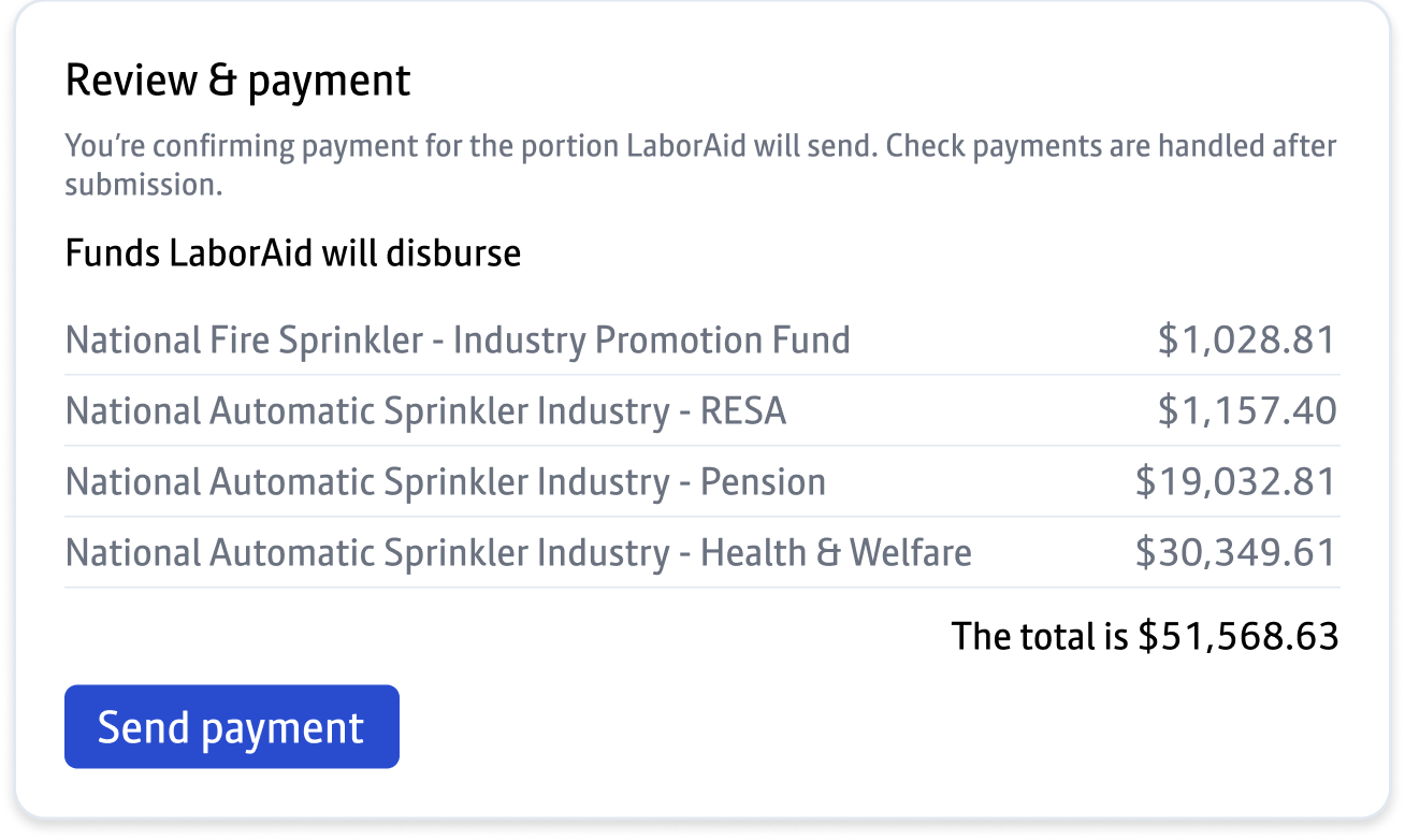 Payment summary interface